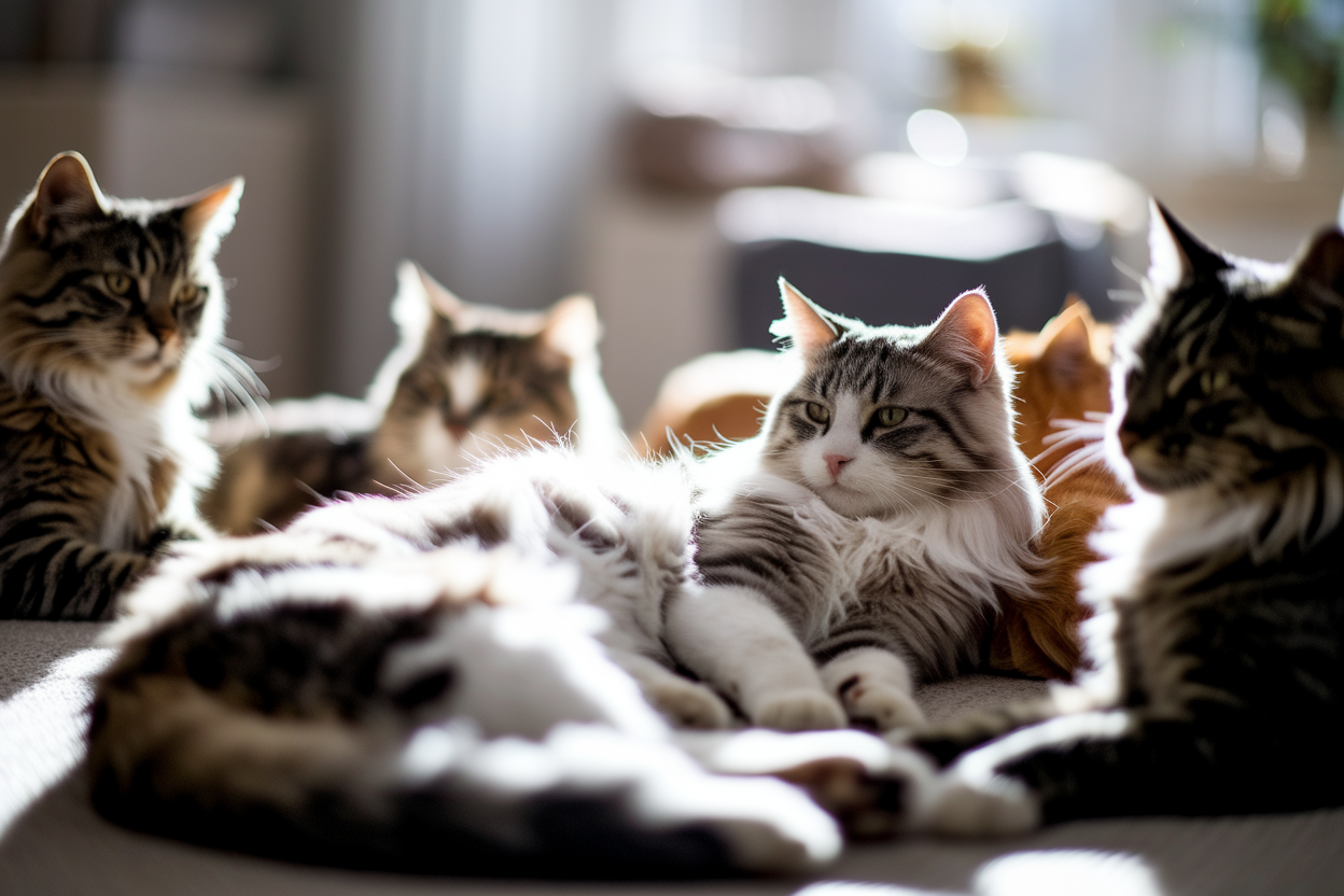 chats-salon-ensoleille-poils-longs