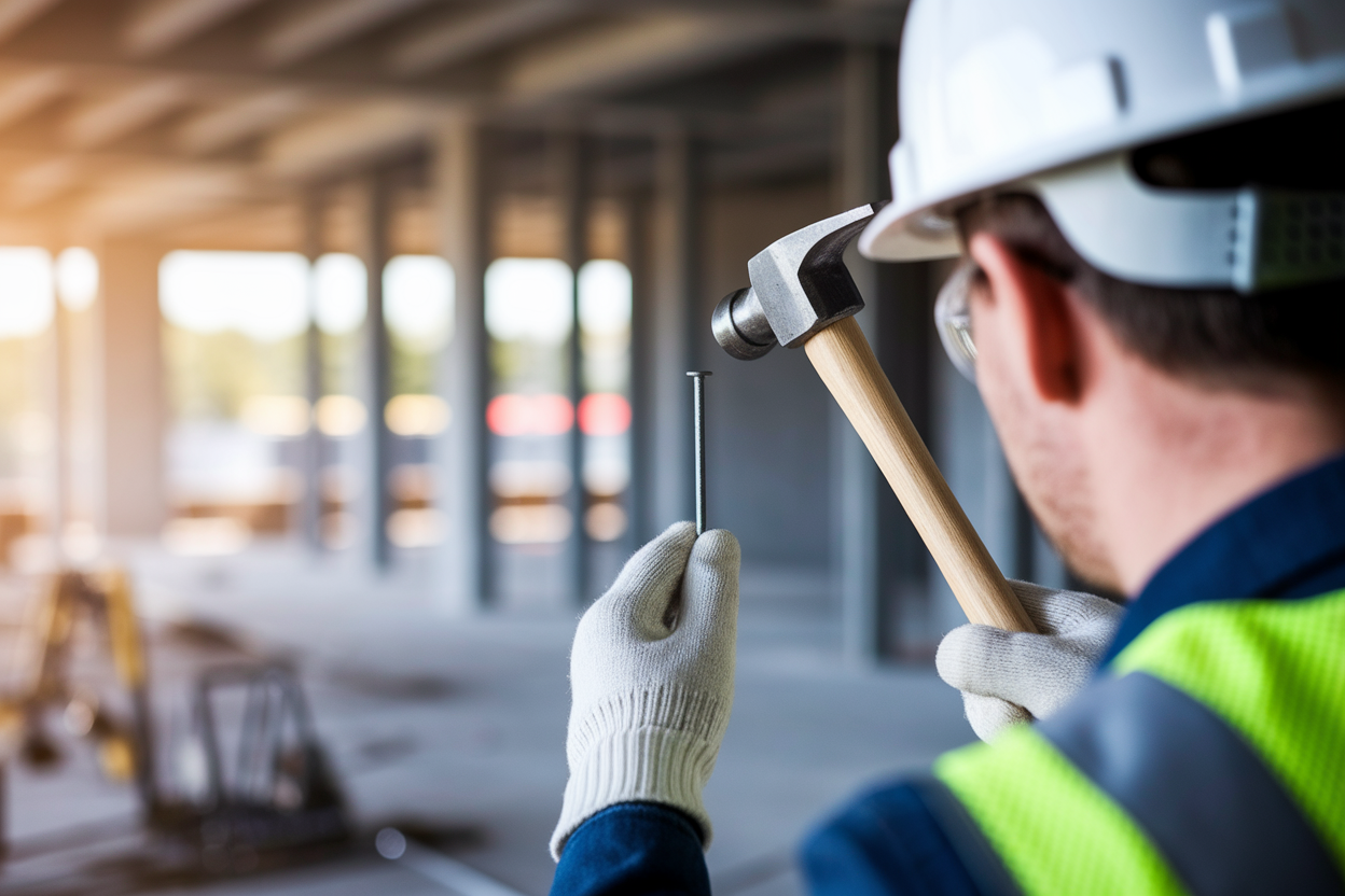 ouvrier-casque-marteau-clou-beton