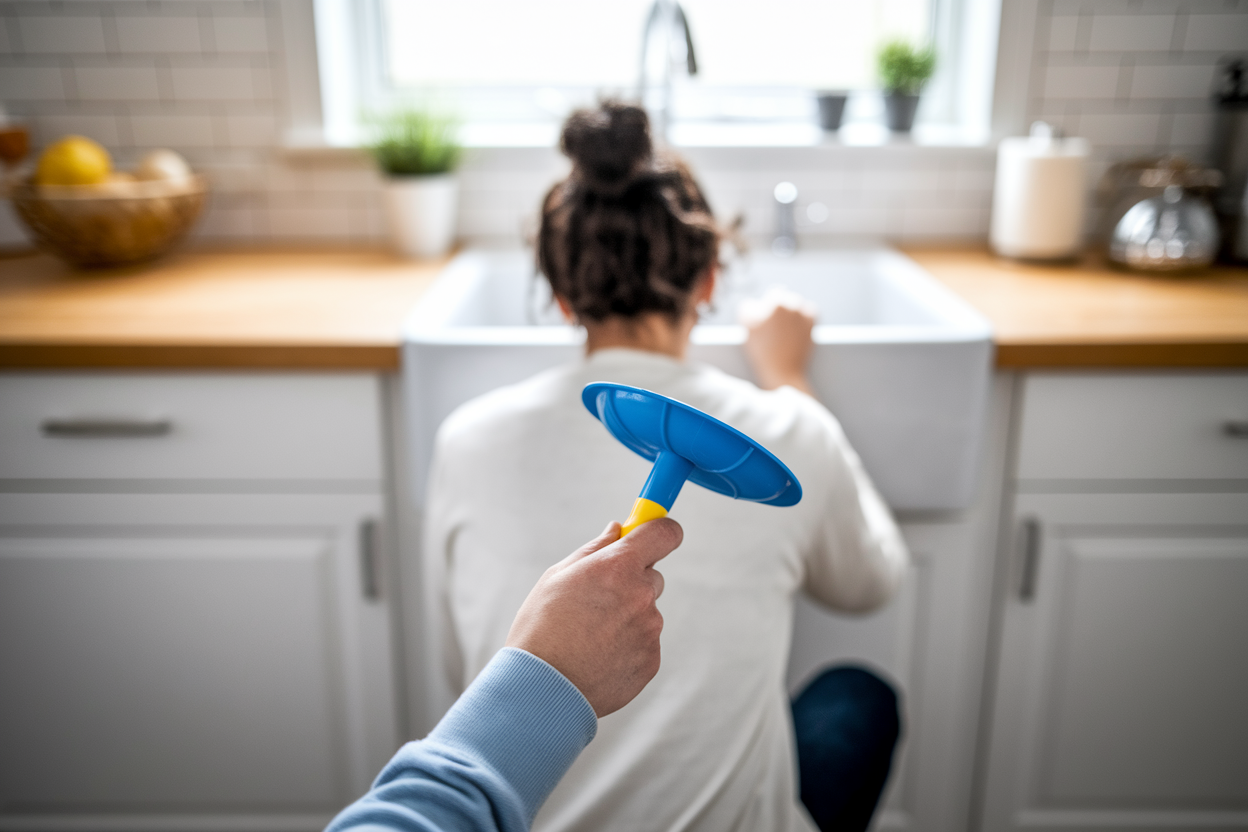 personne-dos-agenouillee-evier-ventouse