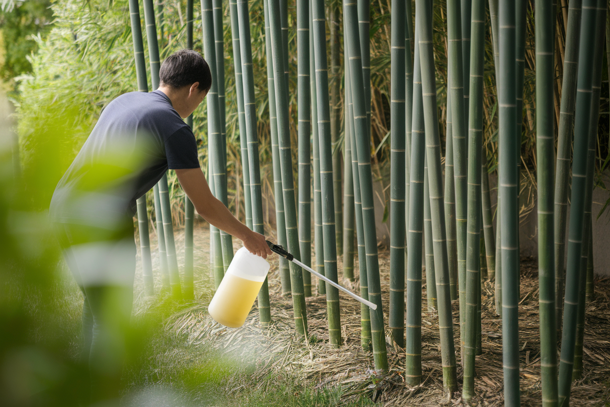 personne-dos-bambou-applique-liquide