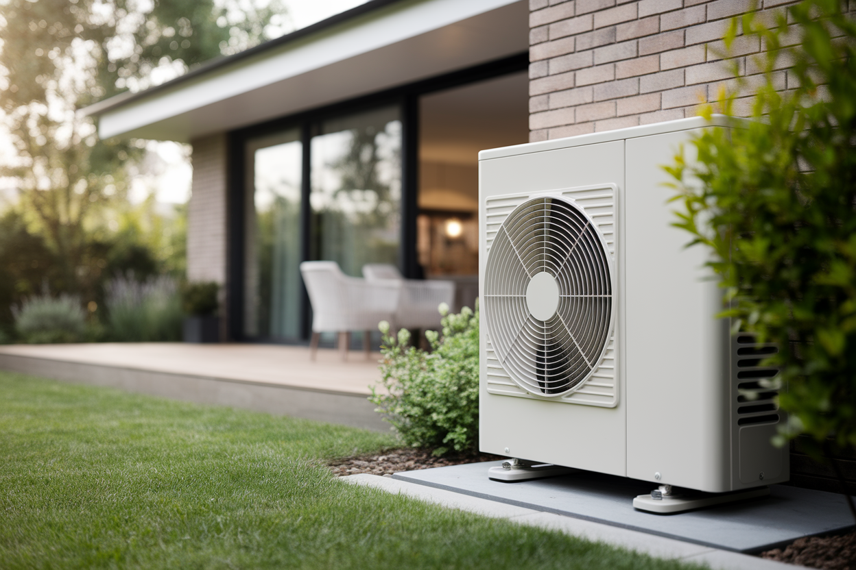 pompe-chaleur-maison-moderne-verdure