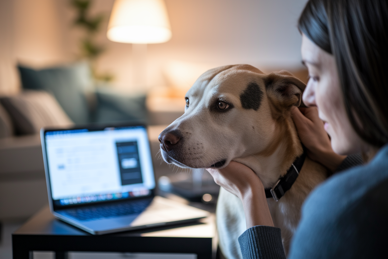 proprietaire-dos-caressant-chien-salon