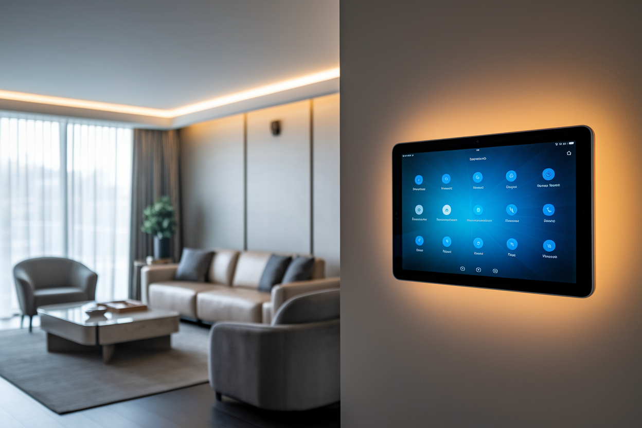 salon-moderne-tablette-murale-domotique