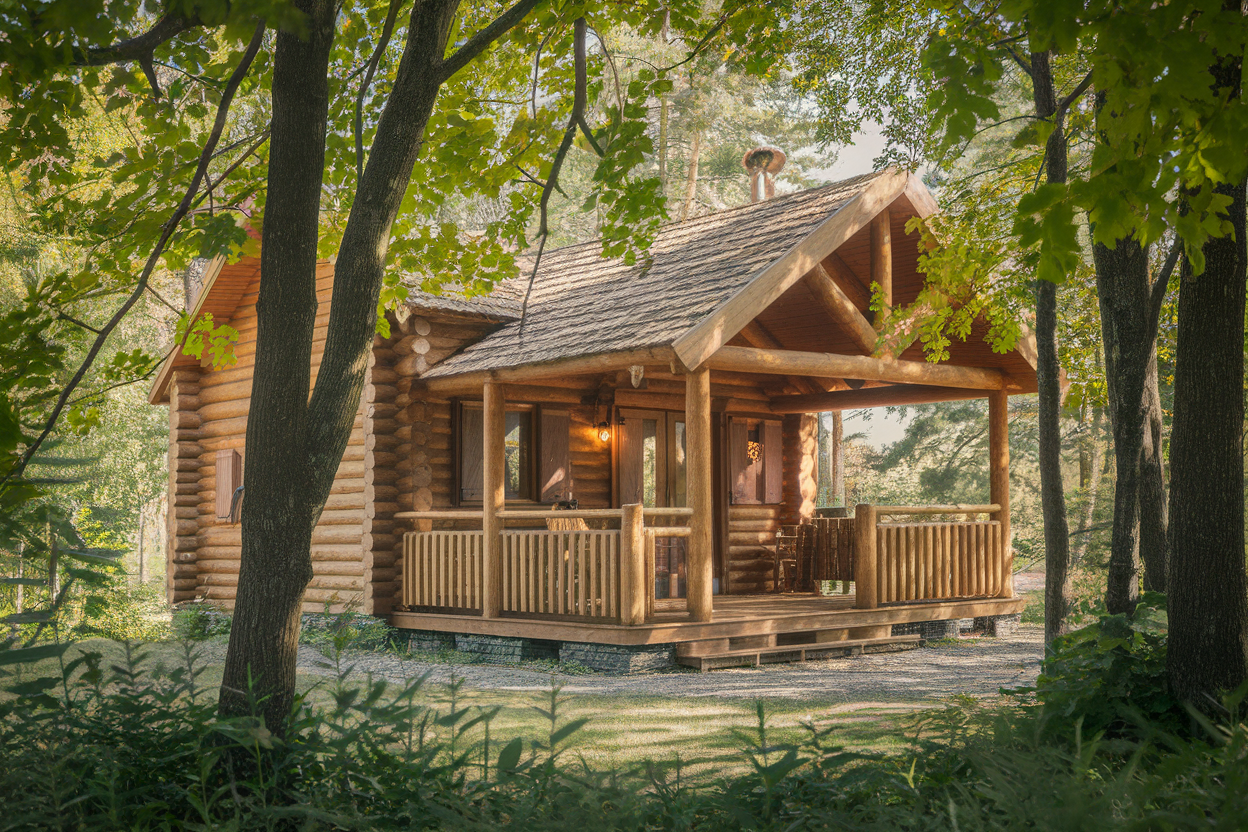 cabane-bois-foret-porche-lumiere