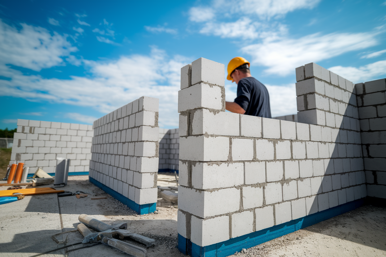 chantier-parpaings-ouvrier-ciel-bleu