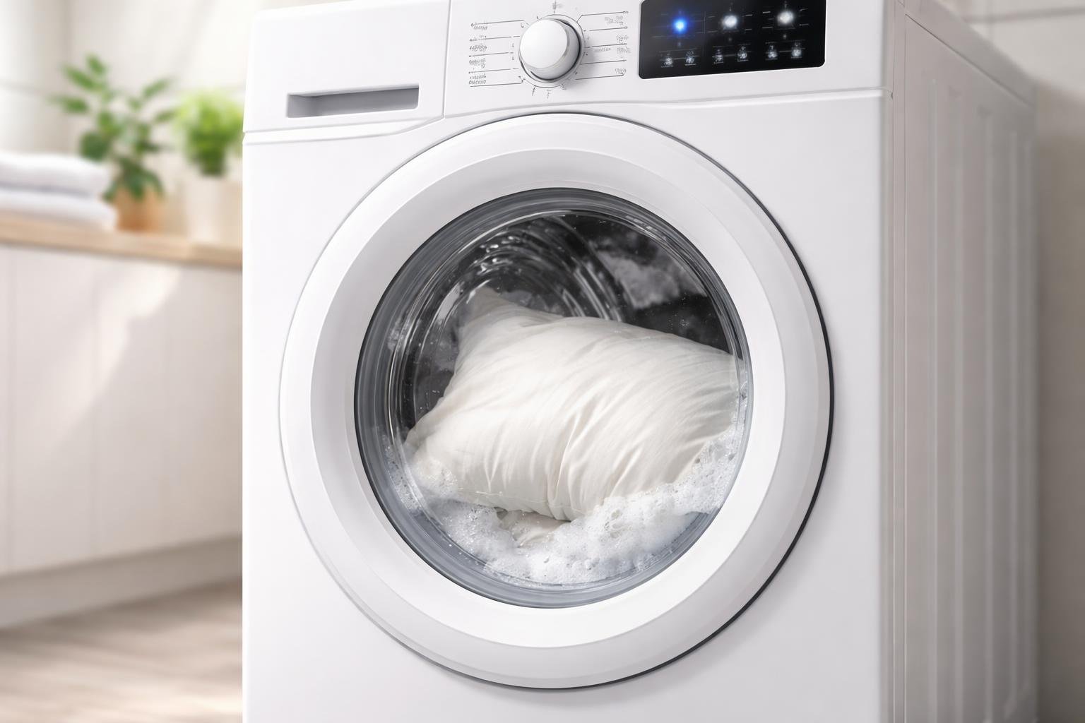 machine-laver-oreiller-buanderie-moderne