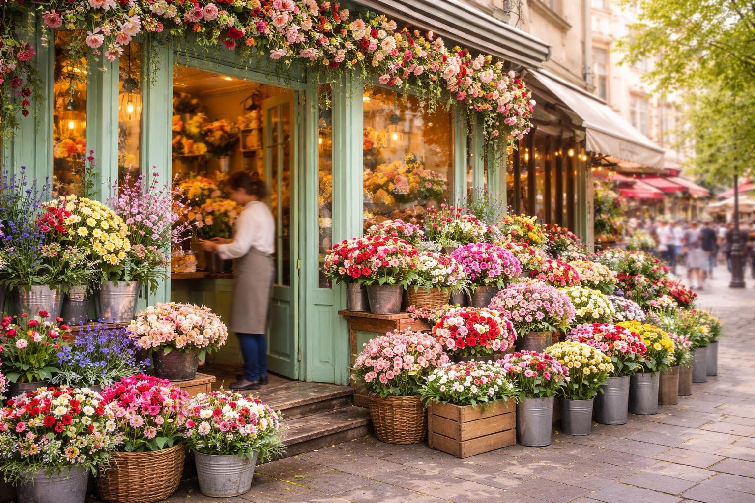 magasin-fleurs-devanture-colorée-bouquets