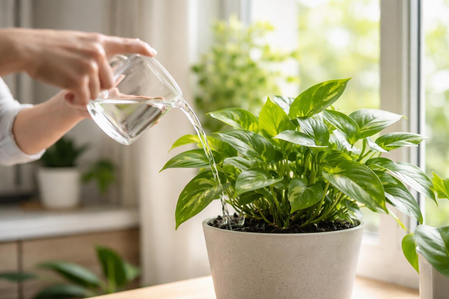 mains-versant-eau-plante-pot