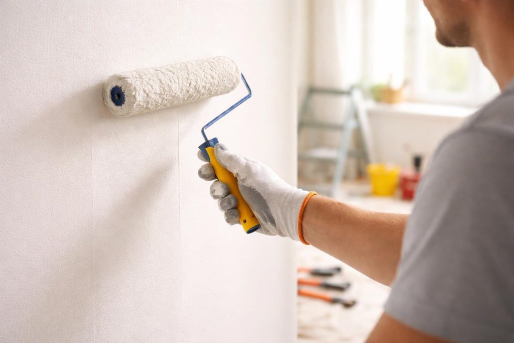 personne-applique-enduit-mur-rouleau