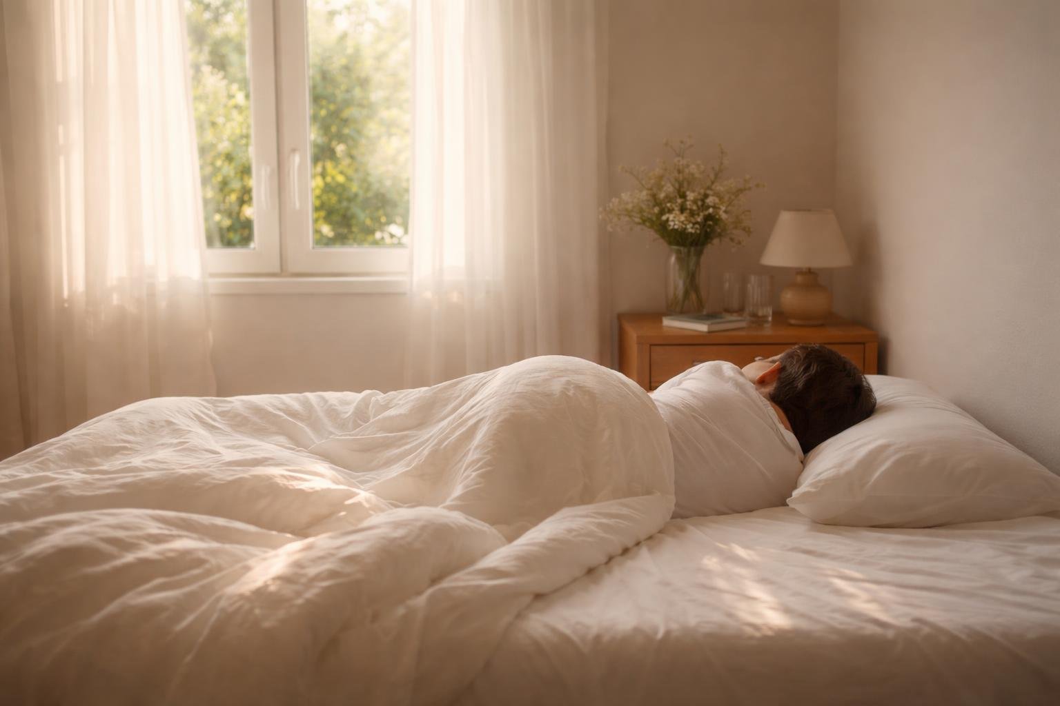 personne-dos-lit-blanc-fenetre