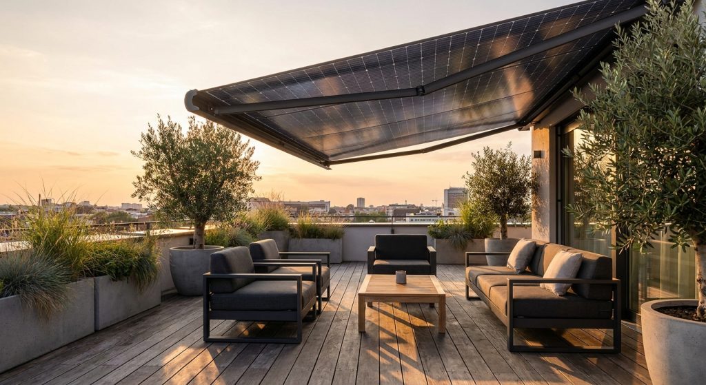 Les stores bannes à énergie solaire pour une terrasse autonome et élégante